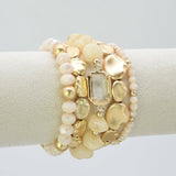 CB2343 5 Piece Glass CCB Arcylic Stretch Bracelet Set