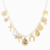 Multi Stone Symbol Charm Necklace