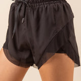 High Waist Mesh Detail Active Shorts