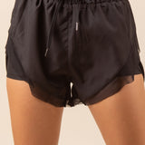 High Waist Mesh Detail Active Shorts