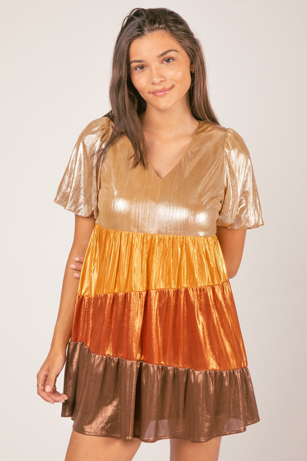 All the Shades Bronze Metallic Dress