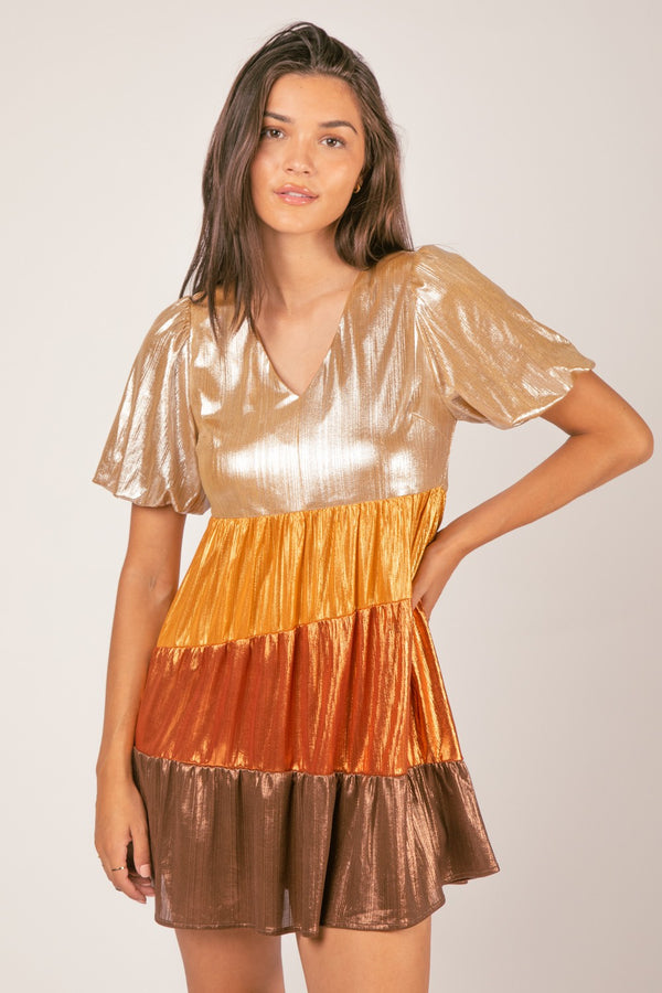 All the Shades Bronze Metallic Dress