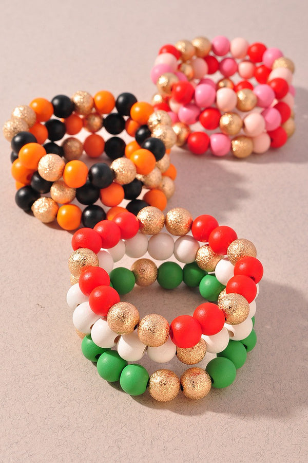 Metal and Wood Beaded Bracelets