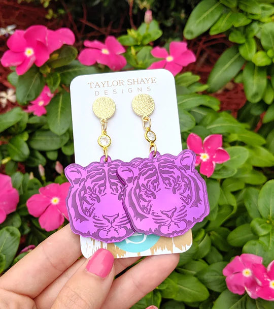 Mirror Tiger Head Game Day Earrings - Taylor Shaye