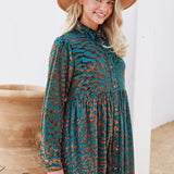 Teal and Rose Gold Velvet Dress