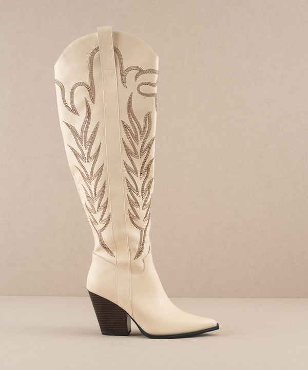 The Bronco Knee High Embordered Cowgirl Boots