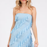 Baby Blue Ruffle Strapless Dress