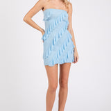 Baby Blue Ruffle Strapless Dress