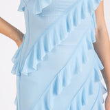 Baby Blue Ruffle Strapless Dress