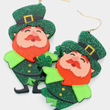 St Patrick's Day Leprechaun Dangle Earrings