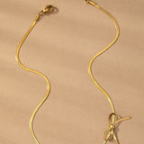 herringbone chain bow choker necklace