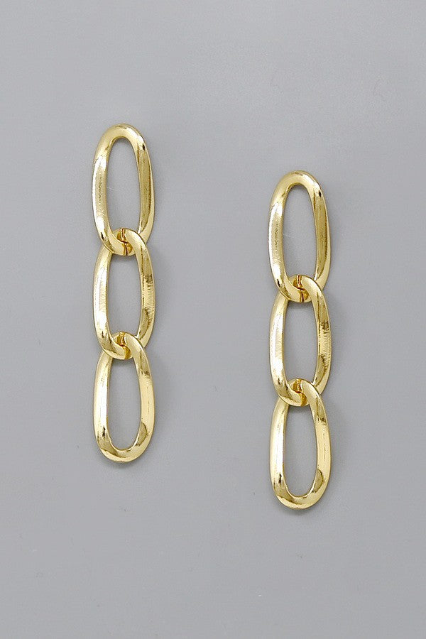 Oval Link Chain Dangle Earrings