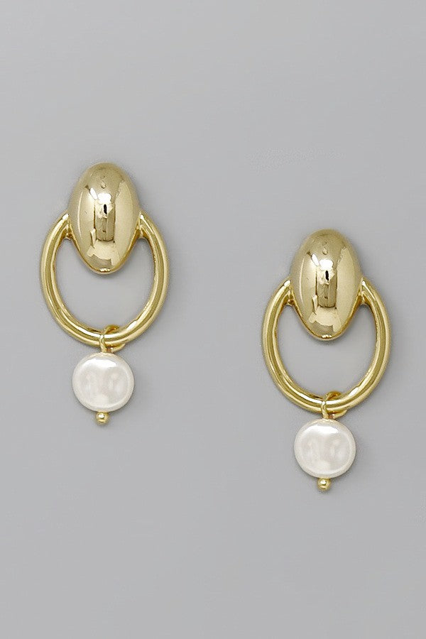 Metal Earring with Pearl
