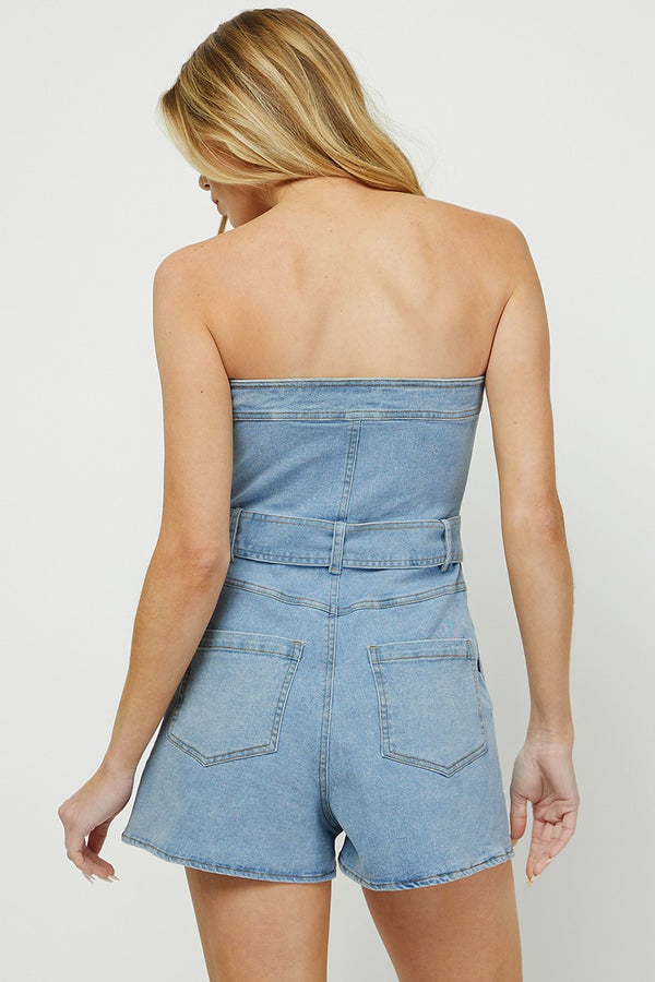 Denim Strapless Romper