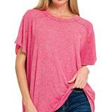 The Perfect One | Washed Ribbed Short Sleeve Top