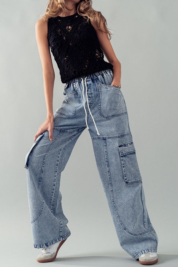 Denim Cargo Pants