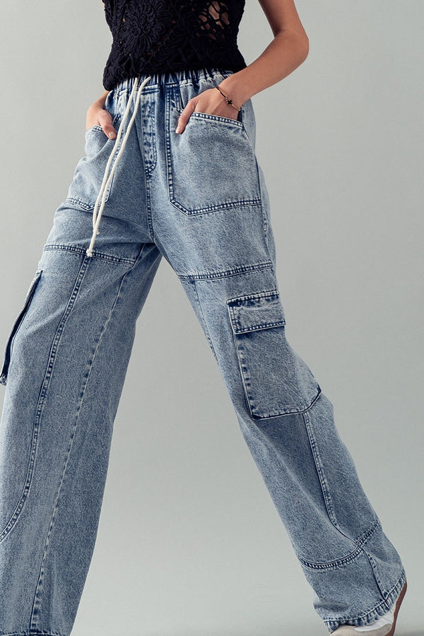 Denim Cargo Pants