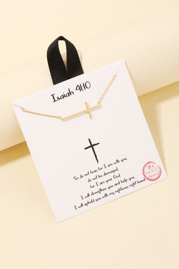 Gold Dipped Textured Cross Pendant Necklace