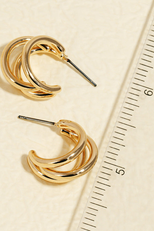 Triple Layered Tube Hoop Earrings
