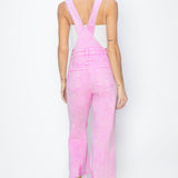 Baby Pink High Rise Distressed Straight Overalls
