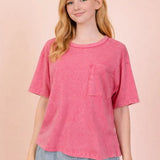 Sunny Daze Mineral Washed Knit Top with Pocket