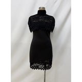 Midnight Romance Lace Cape Mini Dress