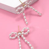 PEARL BEAD BOW RIBBON EARRINGS