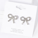 Pearl Ribbon Bow Stud Earrings
