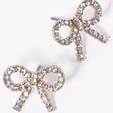 Pearl Ribbon Bow Stud Earrings