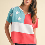 American Flag Mineral Washed Knit Top
