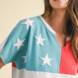 American Flag Mineral Washed Knit Top