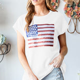 Ribbed American Flag Sequin Top