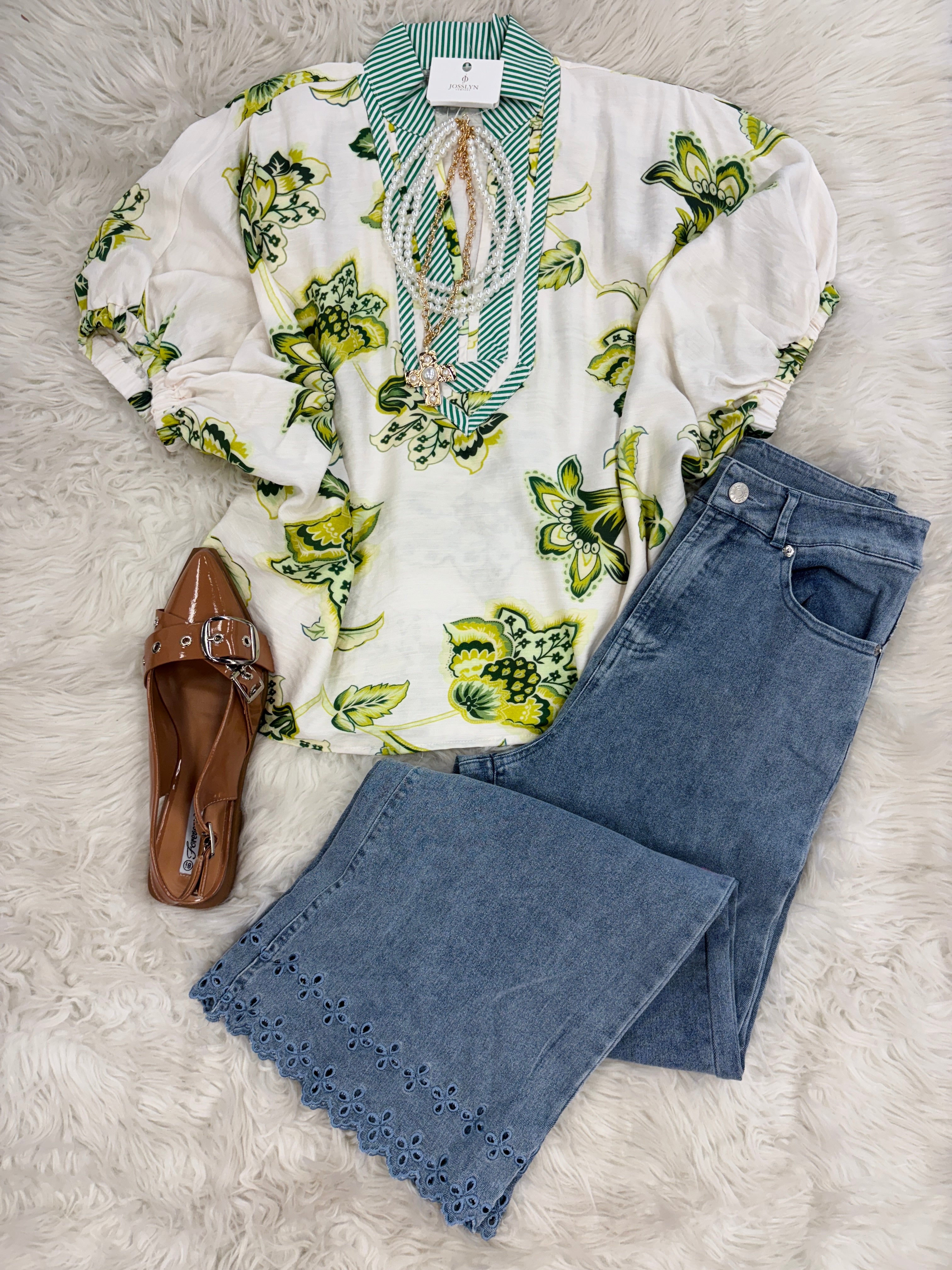 Fresh Bloom Stripe Contrast Floral Top
