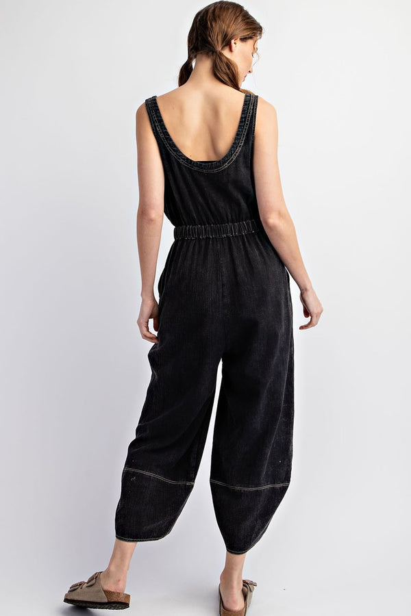 Black Mineral Wash Jumpsuit