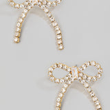 Rhinestone Ribbon Bow Stud Earrings