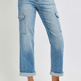 The Hanna High Rise Crop Cargo Denim