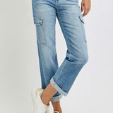 The Hanna High Rise Crop Cargo Denim