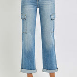 The Hanna High Rise Crop Cargo Denim