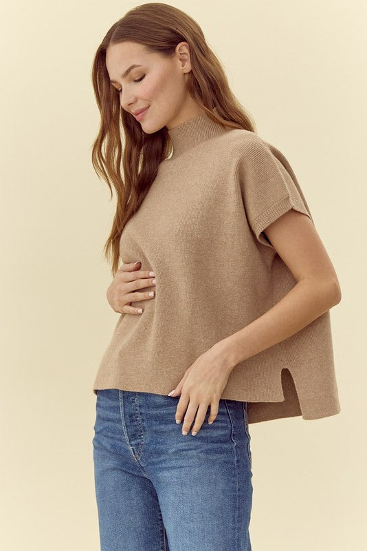 Ribbed knit Short Dolman Sleeves Top