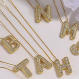 Initial Pave Rhinestone Bubble Balloon Necklace,