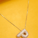 Initial Pave Rhinestone Bubble Balloon Necklace,