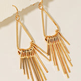Metallic Bar Fringe Tear Dangle Earrings