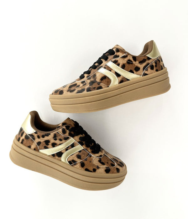 Leopard Gold Platform Sneakers