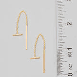 Dainty Metallic Chain And Bar Threader Earrings