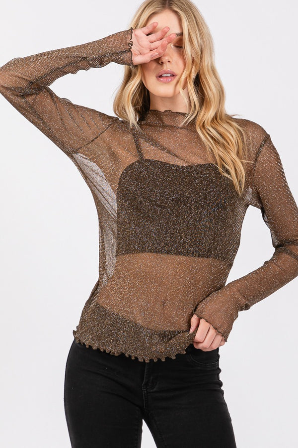 Metallic Mesh Layering Top