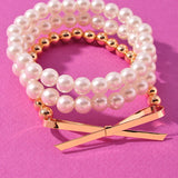 Pearl and Bow Bracelet Set