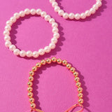 Pearl and Bow Bracelet Set