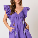 Purple and Gold Multi Color Star Rhinestone Romper