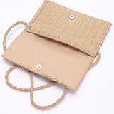 Faux Straw Handmade Bow Ribbon Flap Clutch Bag