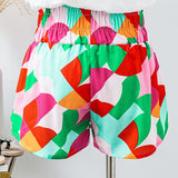 Abstract Print Smock Waist Activewear Skort Shorts